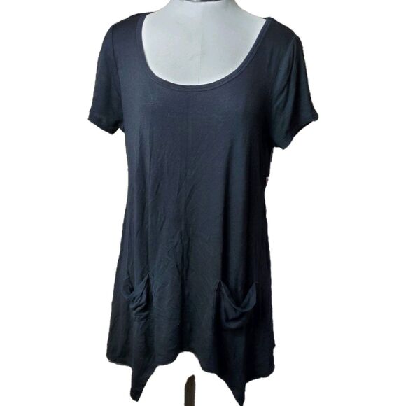 Philosophy Black Curved Hem Stretch Top Size PM NWT MSRP $48.00 - Picture 1 of 7